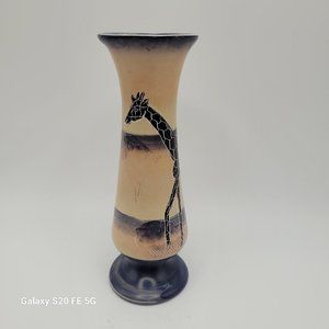African Soapstone Vase Handmade with Giraffe